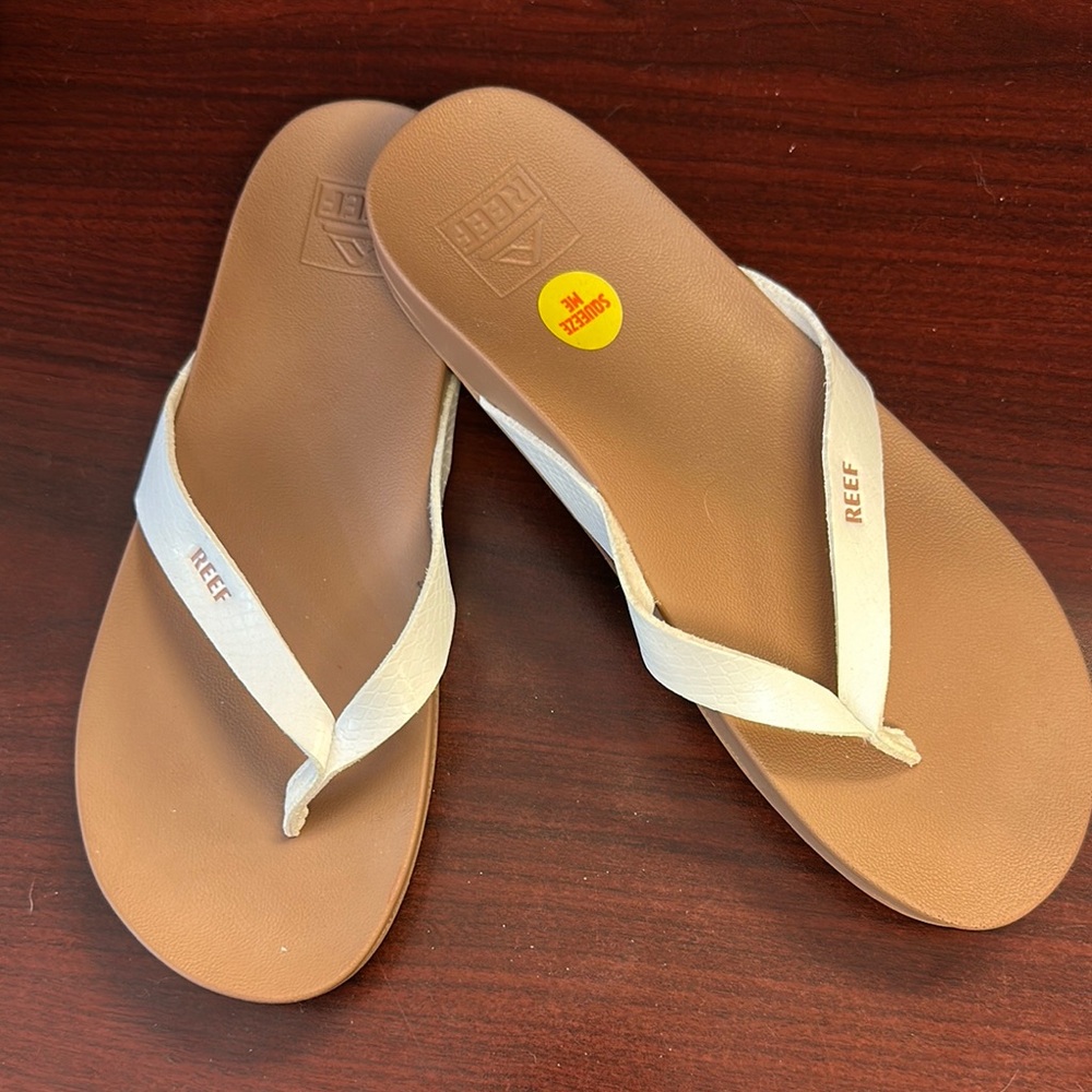 Reef White and Tan Sandals with Minimalist Design